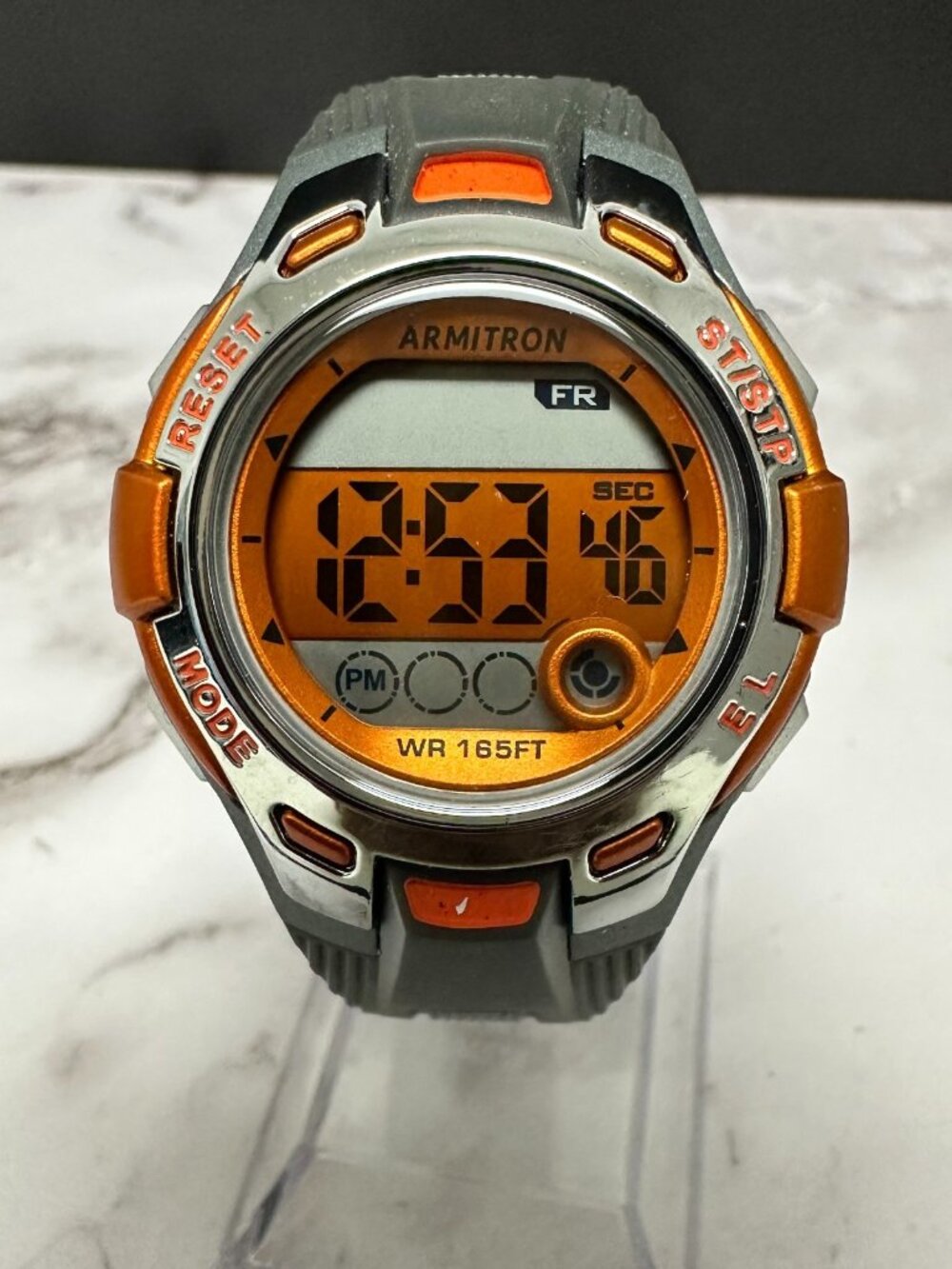3/$30 Armitron Pro Sport Digital Watch Men Orange Grey 36MM New Battery 9"